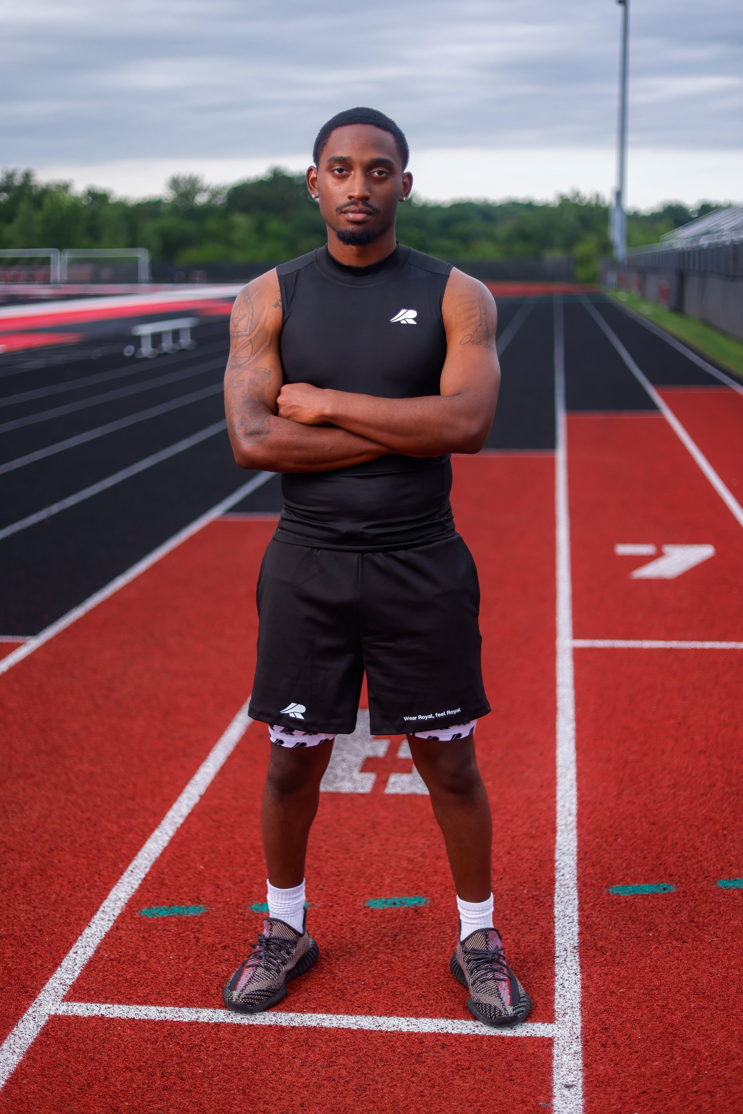 Black Men Quick Dry 2 in 1 Shorts